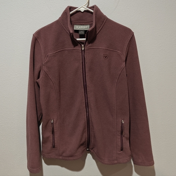 Ariat Fleece Jacket Size Large Mauve Purple Zip Pockets Coastal Cowgirl - Picture 2 of 9